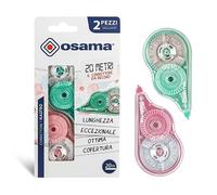 OSAMA - Bianchetto a Nastro, 2 Pezzi x 20 Metri (Tot 40m), Correttore a Nastro Cancelleria Scuola e Ufficio - Scolorina Set Utile per Cartoleria e Cose per la Scuola, Scorrevole e Coprente, Pastello