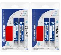 OSAMA - Kit con Ricarica Penne Cancellabili, 6 Pezzi a Sfera 0.7 mm, Blu + Gomma da Cancellare in Silicone - Refill per Penne Gel Compatibile con Frixion, Ideale per Cancelleria Scuola e Cartoleria