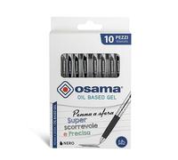 OSAMA - Penne Nere con Inchiostro Gel OBG, Set 10 Pezzi, Penna gel Superscorrevole e Precisa a Scatto, Penna a Sfera 1.0mm per Cancelleria Scuola, Ufficio e Università, Penne Ideali per Cartoleria