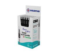 OSAMA - Set Penne Gel con Inchiostro OBG Superscorrevole e Preciso, Pack 48 Pezzi con Penna a Sfera 1.0 mm - Penna Gel con Tappo, Ideale per Cancelleria Scuola, Ufficio, Università e Cartoleria, Nero