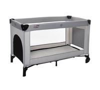 OSANN - Lettino da viaggio Fresh Air per neonato/bambino - 60 x 120 cm - Completamente ventilato - rete a doghe in legno - ruote - Grigio