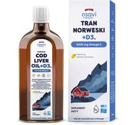 Osavi - Olio di Fegato di Merluzzo Norvegese + D3, 1000 mg Omega 3 - Sapore di Limone (250 ml)