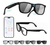 Osawalla Occhiali intelligenti per uomo e donna, occhiali elettrocromici Bluetooth con controllo attivo touch a 4 marce, tinta rapida 0,5 S, aste antiscivolo, traduzione AI, ideali per guida, sport