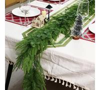 osayhome Ghirlanda di pino norfolk artificiale, 2 pezzi, 1,8 m, ghirlanda di pino invernale reale al tatto, ghirlanda verde artificiale per tavolo, mantello, parete, decorazioni natalizie per interni