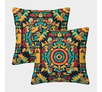 OSBELE Arte azteca Federa Per Cuscino 3D Forme geometriche SGattoola Per Cuscino Stampata Adatta Per La Decorazione Della Casa Soggiorno Federa Per Auto 50x50cm 2 Pacchi