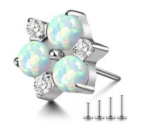 Osbourney 1PC ASTM F136 Titanio Threadless Carino Opal CZ Top Piercing borchie per Conch,Trago, Helix,Lobo Viene Con 4PCS Diverse Lunghezze Post F136 Titanio 16G 18G 20G Flatback orecchino naso