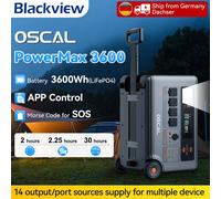 OSCAL PowerMax 3600, stazione di alimentazione portatile robusta, batteria LiFePO4 da 3600 Wh, controllo intelligente tramite WiFi o Bluetooth, campeggio all'aperto