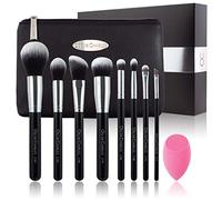 Oscar Charles 8 Pezzi Set pennelli per trucco professionale con spugna di bellezza e pochette di lusso per cosmetici e bella confezione regalo (argento)