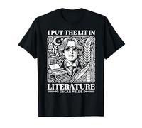 Oscar Wilde I Put the Lit in Letteratura Autore Scrittore Romanzo Maglietta
