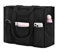 oscaurt Borsa da spiaggia in rete, da donna, grande da spiaggia, con chiusura lampo, borsa a tracolla per spiaggia, viaggi, shopping, Tela nera, m