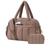 oscaurt Borsa da viaggio da donna, leggera, da 24 l, da palestra, per la notte, con custodia per il trucco, per il volo e la maternità, Marrone, 42 x 19 x 30 cm, Classico