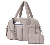 oscaurt Borsa da viaggio da donna, leggera, da 24 l, da palestra, per la notte, con custodia per il trucco, per il volo e la maternità, Cammello, Classico