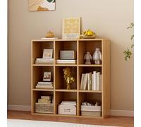 OSCHF Libreria a 9 cubi, in legno, a 3 ripiani, aperta per casa e ufficio, vetrina, rovere