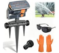 Oscillating Sprinkler, Sprinklers for Lawns, 16 Nozzle Garden Water Sprinkler with Adjustable Wide Coverage, for Yard Grass Irrigation, Garden Watering System & Hose Attachment (A1)