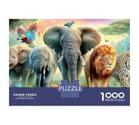 Oscillazione dell'elefante Puzzle African Animals in Vibrant Savanna 1000 Pezzi Cartone Resistente Per Uomo E Donna, Rilassante Sfida, Idea Regalo Compleanno Premium 70x50cm/1000pcs