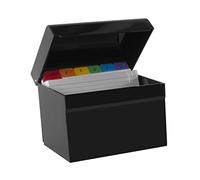 Osco AIBOX-OB Hi-Gloss Index Box with 100 Cards/Coloured Tabs - Black