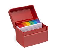 Osco AIBOX-RED Red Hi-Gloss Index Box with 100 Cards and Coloured Tabs