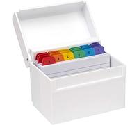 OSCO AIBOX White Hi-Gloss Index Box with 100 Cards and Coloured Tabs