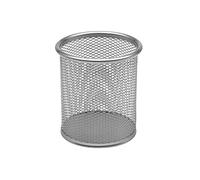 Osco - Bicchiere portapenne in rete metallica, altezza 9,4 cm, ø 8,2 cm, colore: argento, argentato