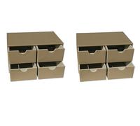 OSCO Cassettiera a 4 cassetti in ecopelle color tortora chiaro, confezione da 2, organizer per cancelleria, impilabile, contenitore per trucchi, portagioie, non formato A4, 18,5 x 33 x 20,5 cm