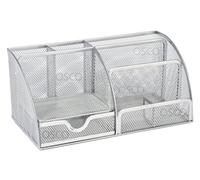 Osco - Organizer da scrivania, grande, in rete, resistente ai graffi, con cuscinetti in gomma, colore: Argento, silver