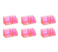 OSCO Organizer da scrivania in acrilico fluo, confezione da 6, 7 scomparti, cassetto estraibile, organizer da scrivania, cancelleria, trucco, cosmetici, 12 x 25 x 13 cm (altezza x larghezza x