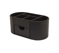 OSCO - Organizer da scrivania in finta pelle con cassetto, colore: Nero - NUOVO