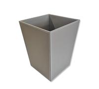 OSCO Pattumiera quadrata in ecopelle, colore grigio, altezza 28,5 cm, diametro 23 cm, cestino per la carta, contenitore per la raccolta differenziata, ufficio, casa, bagno