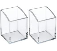 Osco - Portapenne in acrilico quadrato, clear (Confezione da 2)