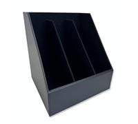 OSCO Portariviste a 3 scomparti in similpelle, formato A4, organizer da scrivania e scaffale per documenti, brochure e cataloghi, con base in feltro, per casa e ufficio, colore nero