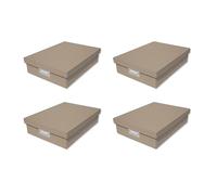 OSCO Scatola A4 in ecopelle color tortora chiaro con coperchio, confezione da 4, portadocumenti A4, organizer per documenti, altezza 8,5 x larghezza 25 x profondità 33,5 cm, colore: grigio talpa