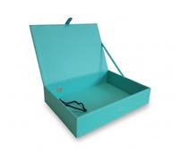 Osco Scatola portadocumenti in finta pelle, formato A4, con chiusura a molla e bottone a pressione, elegante soluzione per la casa e l'ufficio, 37,5 x 26,5 x 8 cm, singolo, turchese