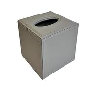 OSCO Scatola quadrata in ecopelle grigia, porta fazzoletti, dispenser per tovaglioli, copertura per fazzoletti, fazzoletti non inclusi, 15 x 13,8 x 13,8 cm (altezza x larghezza x profondità)