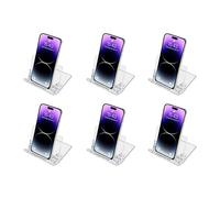 Osco Supporto per smartphone regolabile in acrilico trasparente, confezione da 6, supporto mobile per tablet, dock per telefono cellulare, supporto per dispositivi, 8 x 11 x 8 cm (altezza x larghezza