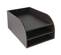 Osco - Vassoio portalettere in finta pelle con 3 scomparti, colore: Marrone