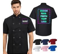 Oscolewis Giacche da cuoco personalizzate con tasche cappotto da cuoco personalizzato da uomo con nome logo e cappello da cuoco personalizzato per divisa da lavoro unisex