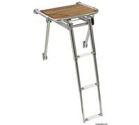 Plancetta di poppa con scaletta per barca cm 45x39 acciaio inox e Iroko