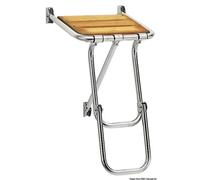 Plancetta di poppa per barca cm 36x34 acciaio inox e Iroko con scaletta