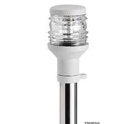 Asta inox fissa con 360° fanale in plastica bianca + 360° abbattibile+ lampadina