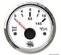 Manometro Pressione Olio 0/10 BAR Bianco/Lucido Mercruiser Volvopenta Alpah Un