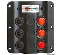 PANNELLO ELETTRICO 3 INTERRUTTORI + VOLTMETRO 12V- NAUTICA BARCA GOMMONE