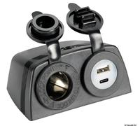 Osculati Presa accendisigari + USB-A + USB-C con carenatura 14.516.14