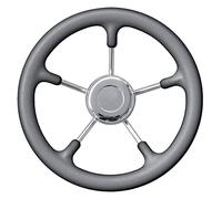 Volante poliuretano razze inox Ø mm 280 grigio Sterzo - Timoneria - 1 PZ Oscula