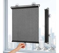 Oscurante a Rullo con Ventose Senza Fori, Parasole Retrattile Portatile, Oscurante a Rullo per Privacy e Finestre, Protezione UV, Isolamento Termico per Casa e Auto(Blacks,60x75cm(23.6x29.5in))