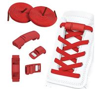 OSDUE 2 Paia Lacci Magnetici - Lacci Scarpe Elastici con 4 Chiusura Magnetica in Metallo, Lacci Elastici Senza Nodo per Bambino e Adulti, Lacci Magnetico in Gomma per Scarpe Sportive e Casual (Rosso)