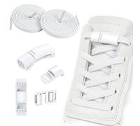 OSDUE 2 Paia Lacci Magnetici - Lacci Scarpe Elastici con 4 Chiusura Magnetica in Metallo, Lacci Elastici Senza Nodo per Bambino e Adulti, Lacci Magnetico in Gomma per Scarpe Sportive e Casual (Bianco)