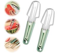 OSDUE 2 Pcs Affettatrice per Anguria, Taglia Anguria a Cubetti, 3 in 1 Frutta in Acciaio Inossidabile, Coltello da Anguria in Acciaio Inox, Coltello da Anguria per Anguria, Papaia