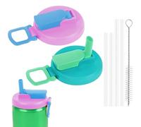 OSDUE Bevande Coperchio per Barattoli, 2 Pezzi Soda Cola Coperchio Lattine e 4Pezzi Cannucce Riutilizzabili Coperchi per Lattine con Cannuccia e Spazzola per la Pulizia Coperchio Antipolvere