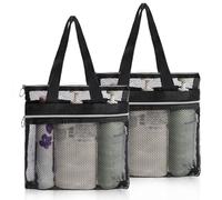 OSDUE Borsa da Doccia in Rete,multifunzione da appendere borsa da doccia pieghevole,2 Pcs portaoggetti da doccias portatile in rete con cerniera,per viaggi, palestra, campeggio, spiaggia, nuoto