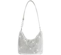 OSDUE Borsa da Sera con Pochette, Borse con Strass Fatte a Mano in Argento Lucido, Donna Pochette da Sera, Borsa a Tracolla Chic ed Elegante Borsa Tote per Serate Matrimoni Balli di Fine Anno Feste A